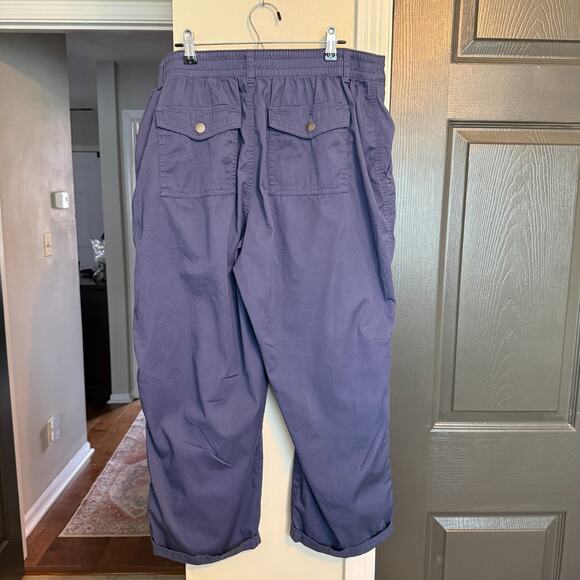 Time and Tru Womens Sz 14 High Rise Casual Cargo Blue Capri Pants Hiking Travel - Picture 2 of 14